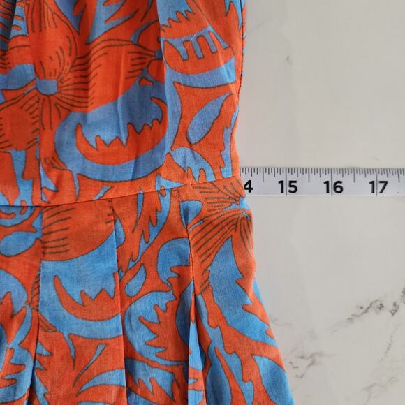 Talbots Petites Blue Orange Sleeveless Tank Boho Floral Tropical Dress Petite 2P - Picture 6 of 9